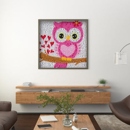 Cartoon Owl - Special Shaped Drill Diamond Painting 18*18CM