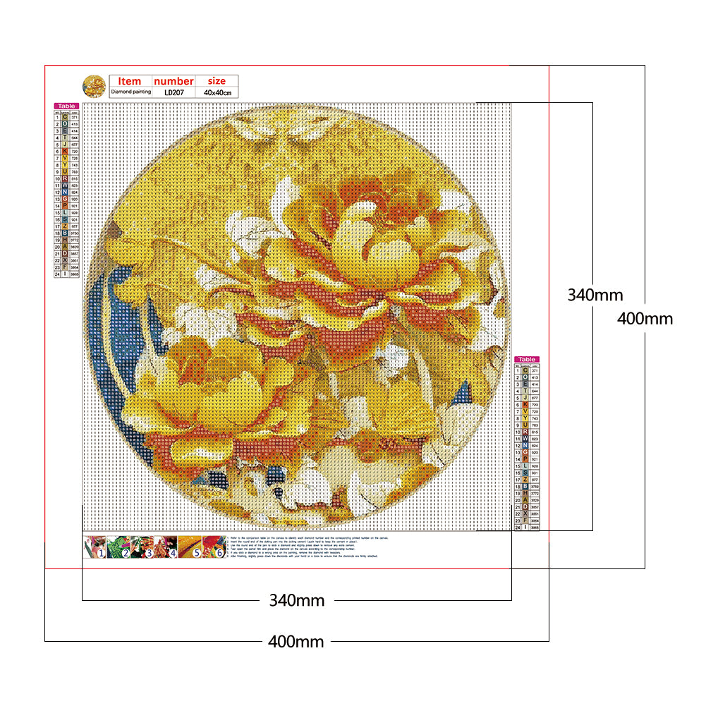 Peony - Full Round Drill Diamond Painting 40*40CM