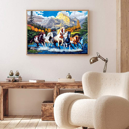Running Horses - Full Round Drill Diamond Painting 40*30CM