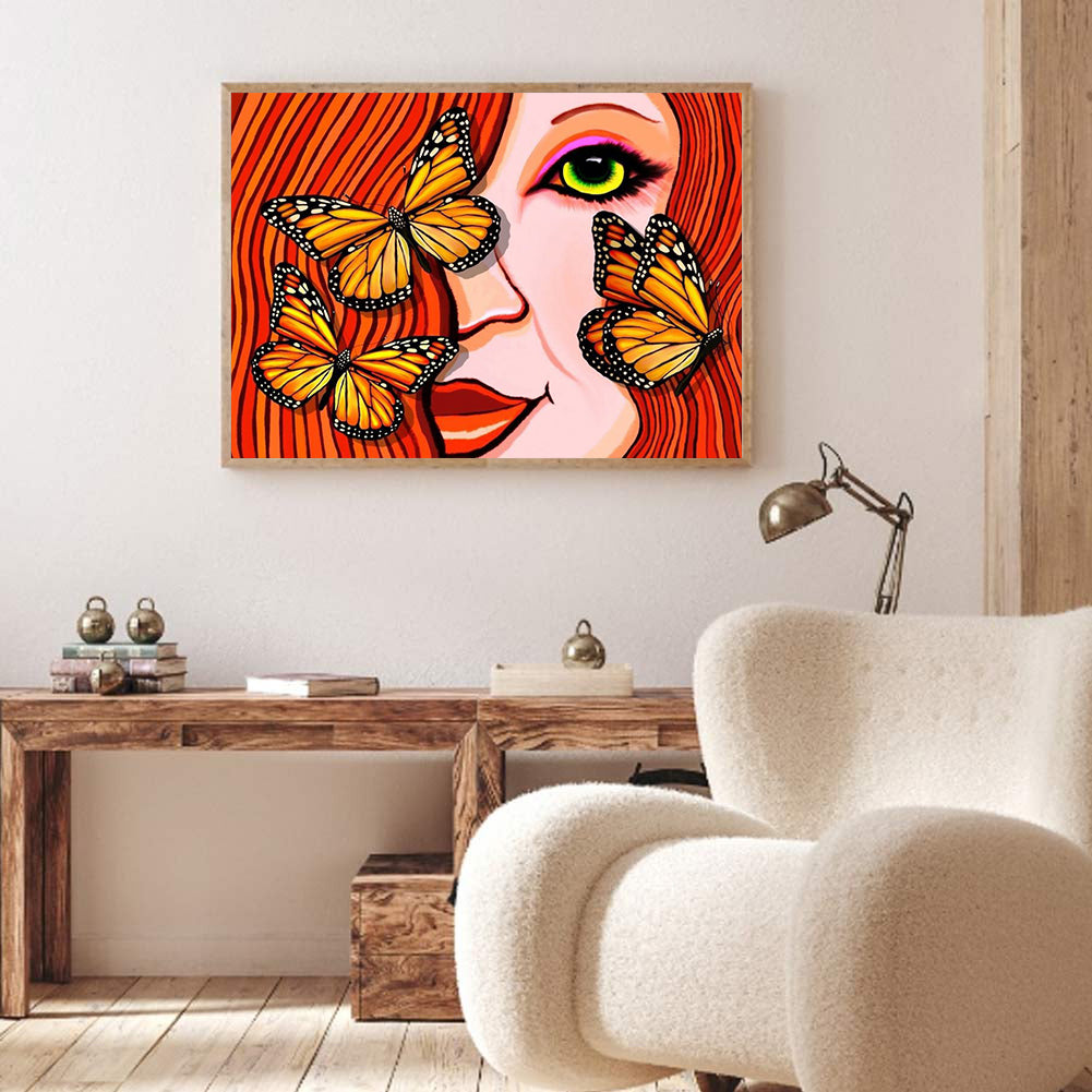 Butterfly Lady - Full Round Drill Diamond Painting 40*30CM