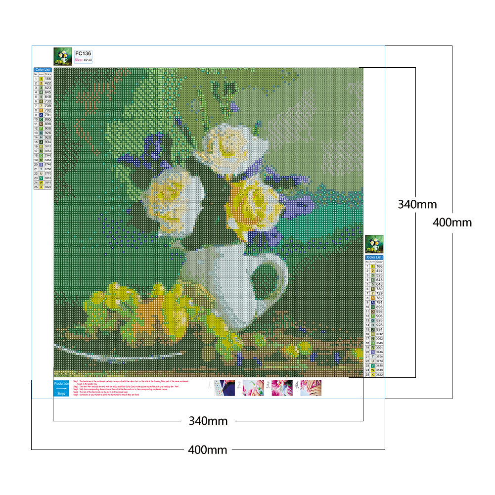 Flowers - Full Square Drill Diamond Painting 40*40CM