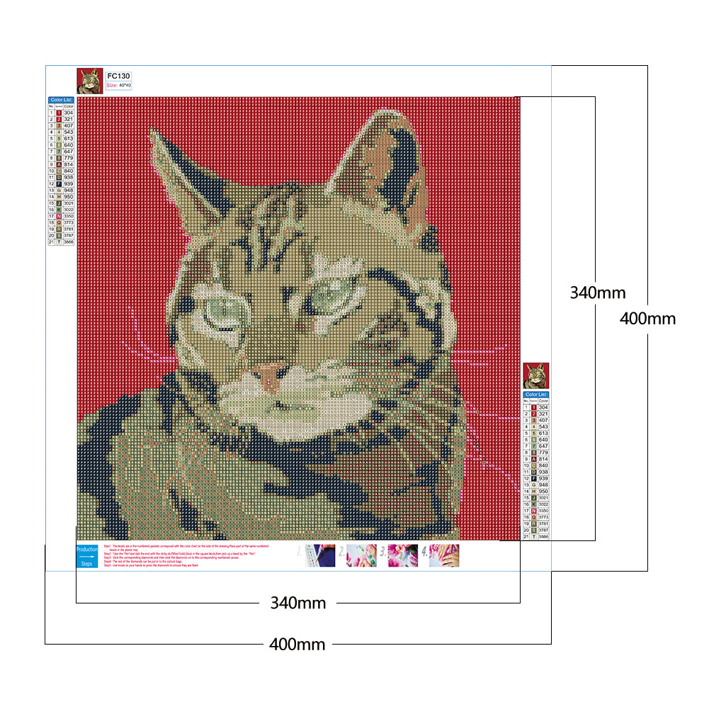 Cat - Full Square Drill Diamond Painting 40*40CM