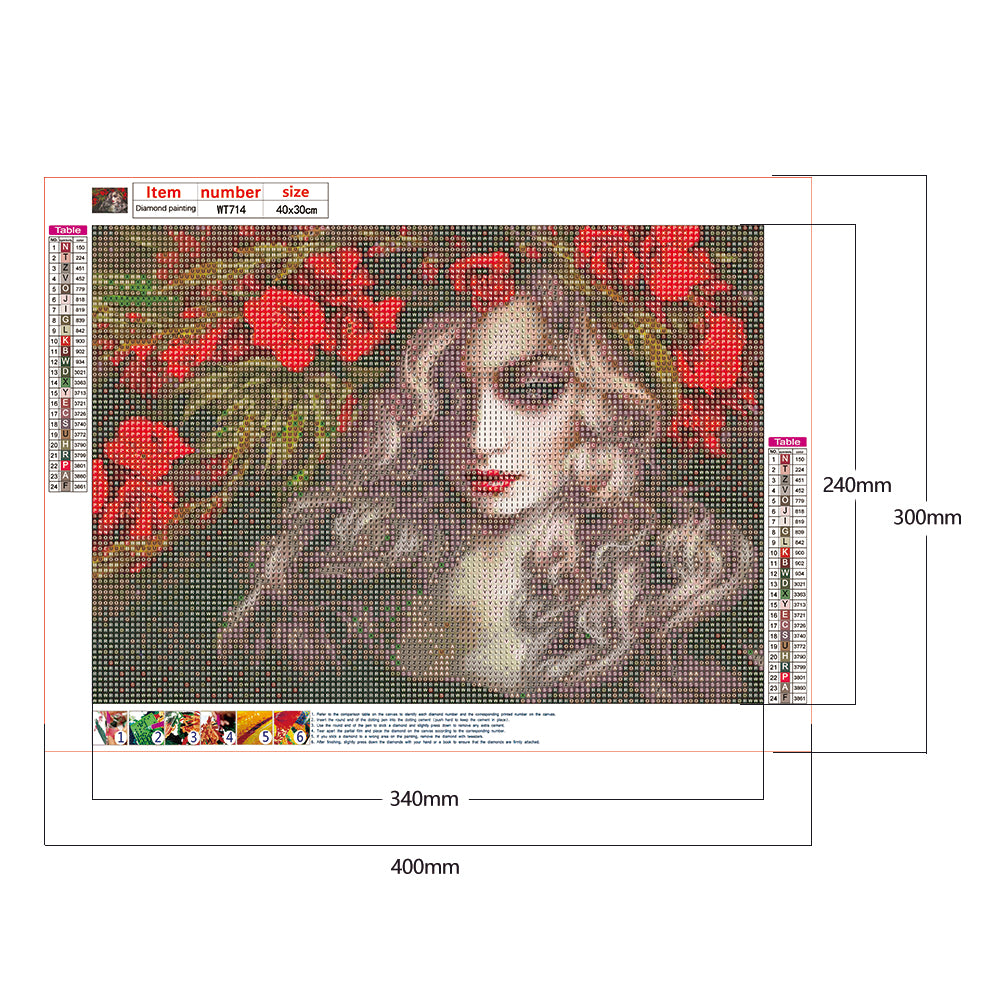 Beautiful Lady - Full Round Drill Diamond Painting 40*30CM