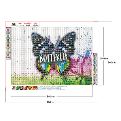 Doodle Butterfly - Full Round Drill Diamond Painting 40*30CM