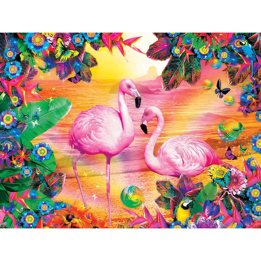 Two Flamingo - Full Round Drill Diamond Painting 40*30CM