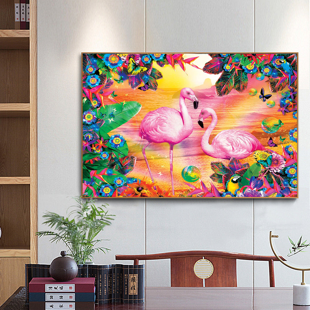 Two Flamingo - Full Round Drill Diamond Painting 40*30CM