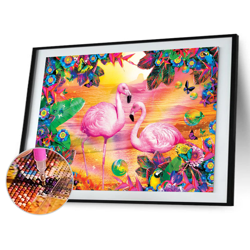 Two Flamingo - Full Round Drill Diamond Painting 40*30CM