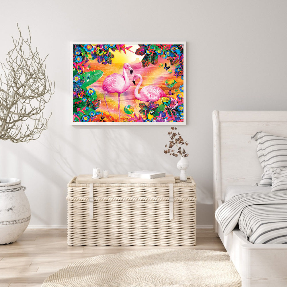 Two Flamingo - Full Round Drill Diamond Painting 40*30CM