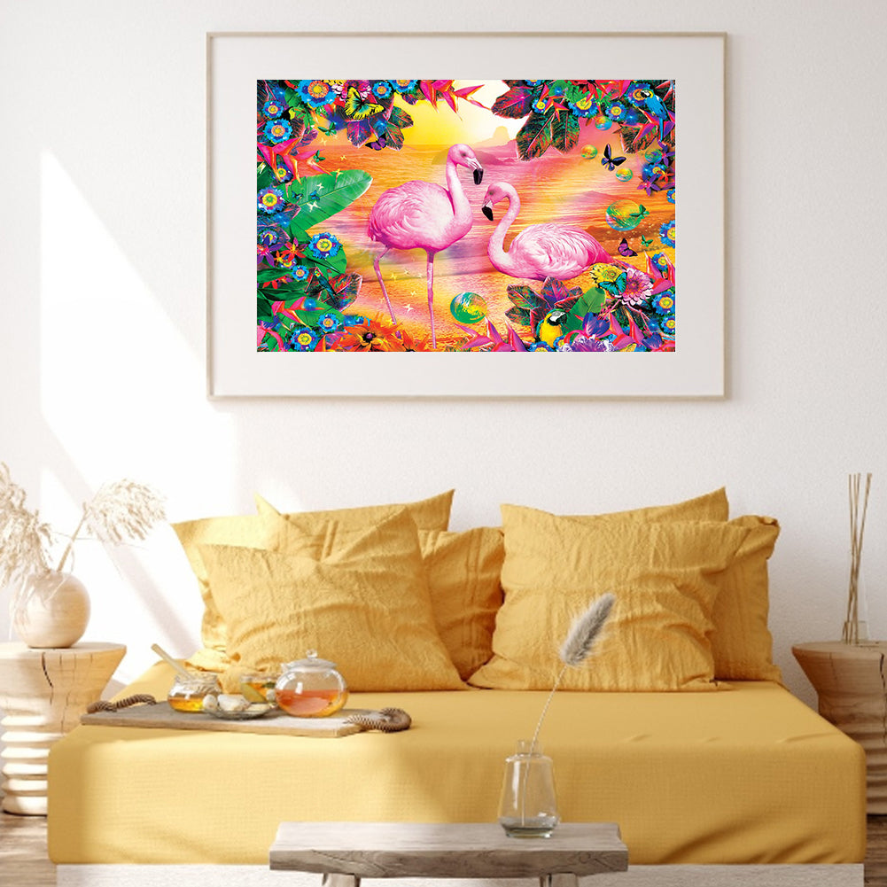 Two Flamingo - Full Round Drill Diamond Painting 40*30CM