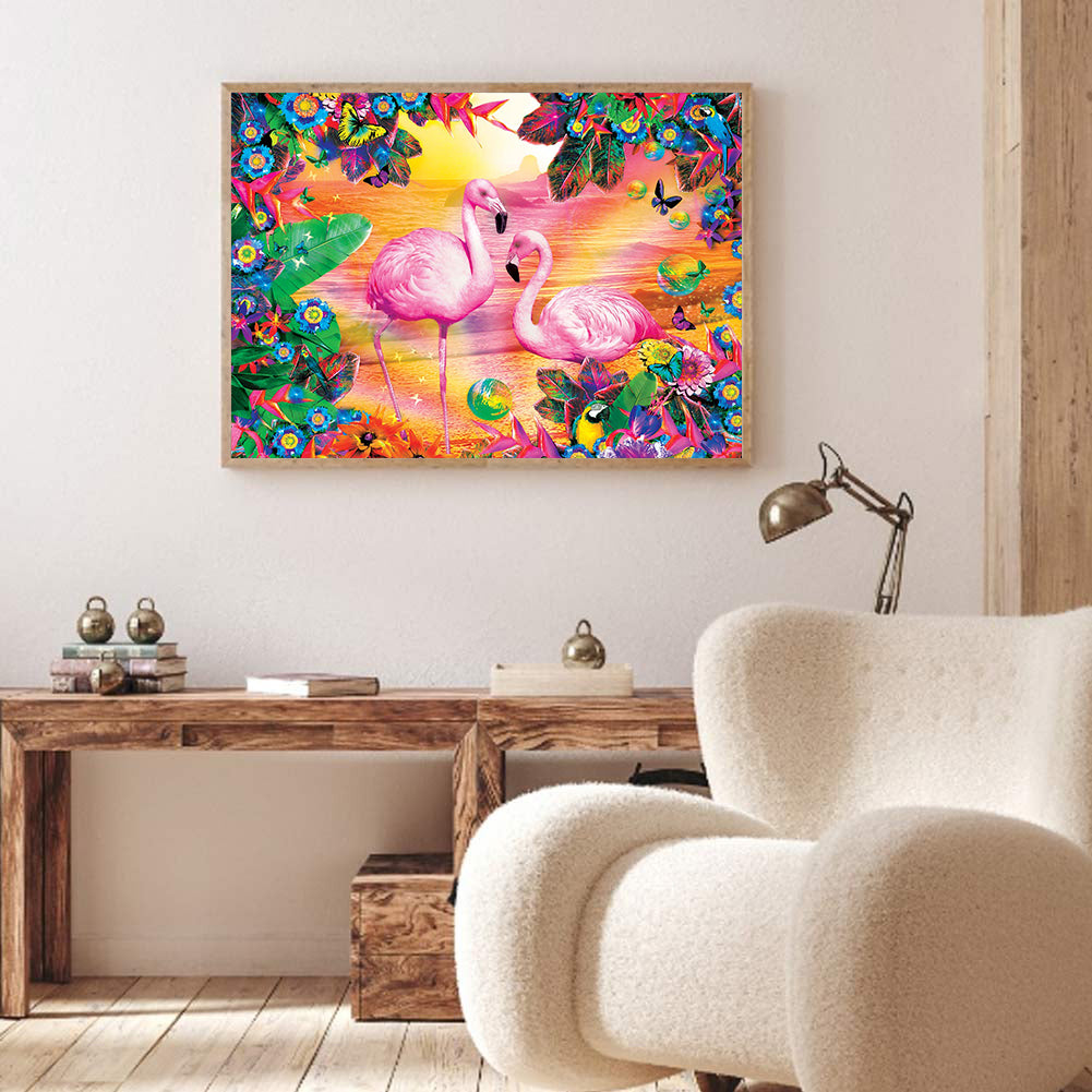 Two Flamingo - Full Round Drill Diamond Painting 40*30CM