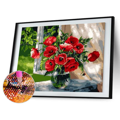 Red Flower - Full Round Drill Diamond Painting 40*30CM