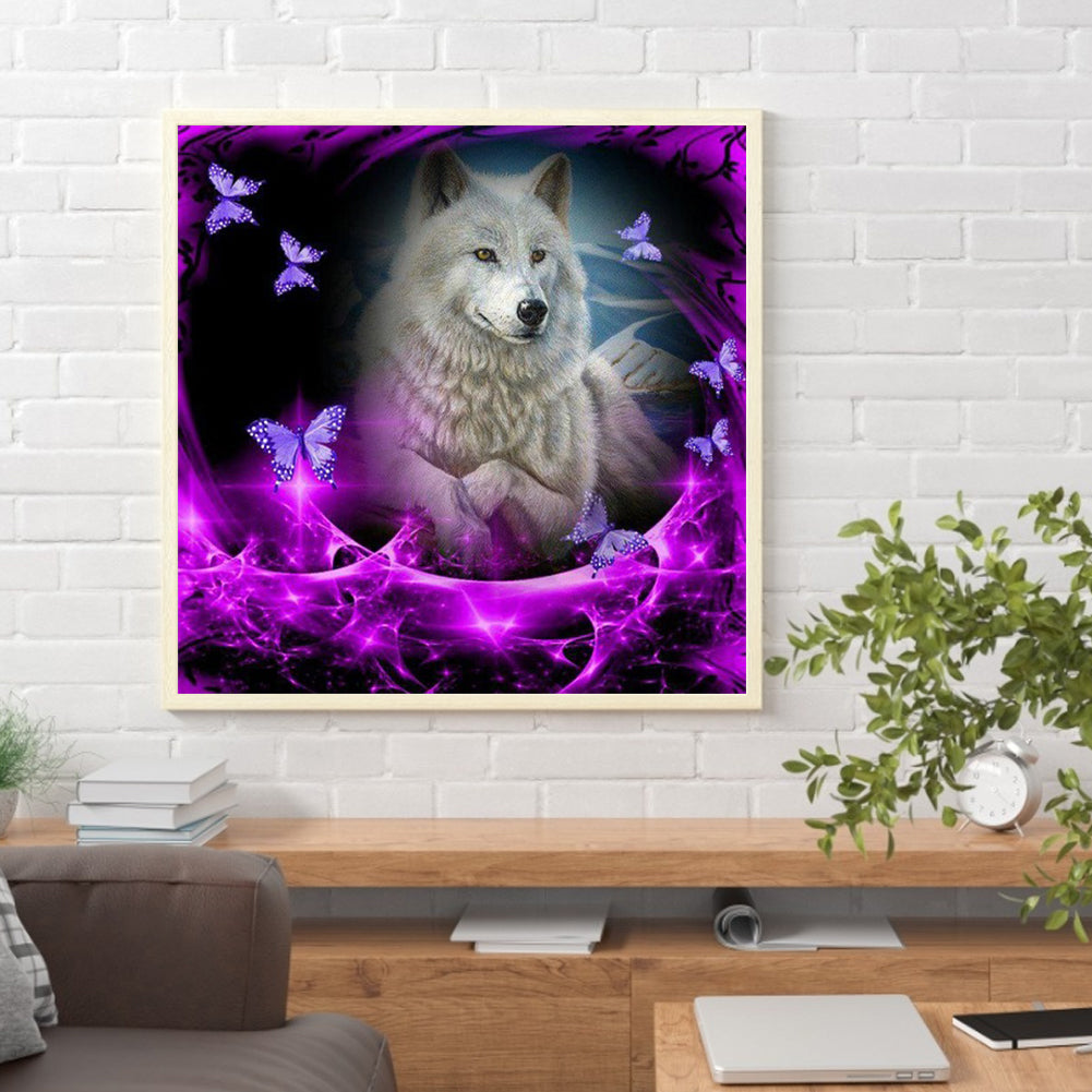 Wolf Butterfly - Full Round Drill Diamond Painting 30*30CM