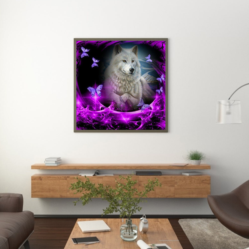 Wolf Butterfly - Full Round Drill Diamond Painting 30*30CM