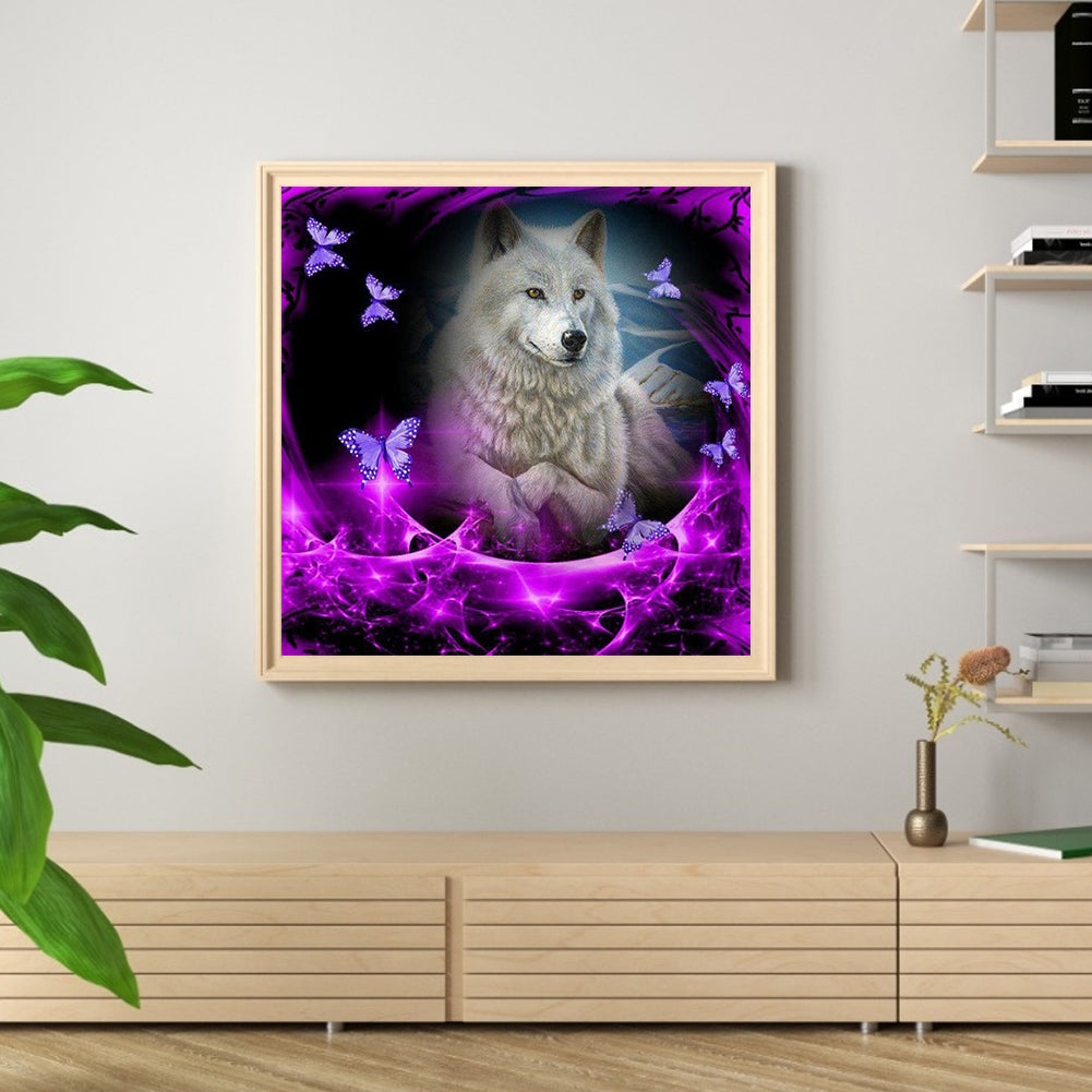 Wolf Butterfly - Full Round Drill Diamond Painting 30*30CM