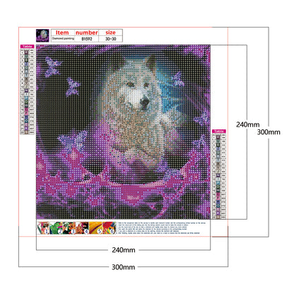 Wolf Butterfly - Full Round Drill Diamond Painting 30*30CM