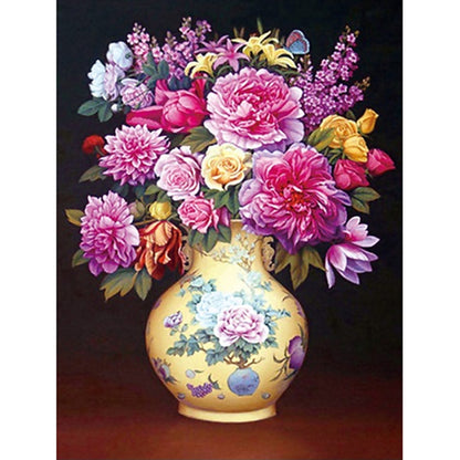 Flower Bottle - Special Shaped Drill Diamond Painting 30*40CM