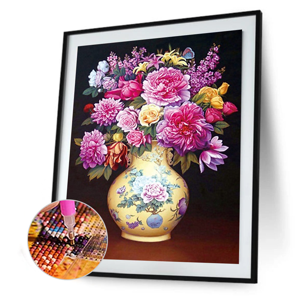 Flower Bottle - Special Shaped Drill Diamond Painting 30*40CM