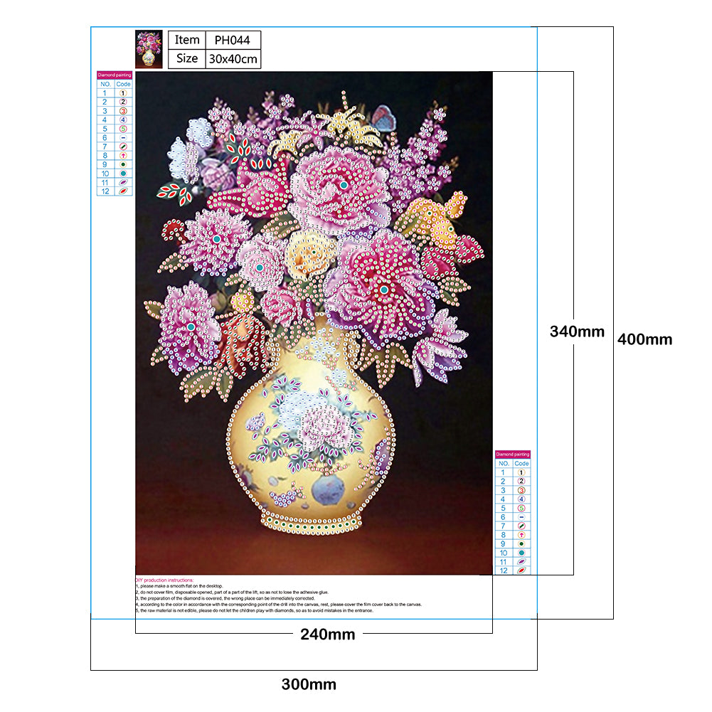 Flower Bottle - Special Shaped Drill Diamond Painting 30*40CM