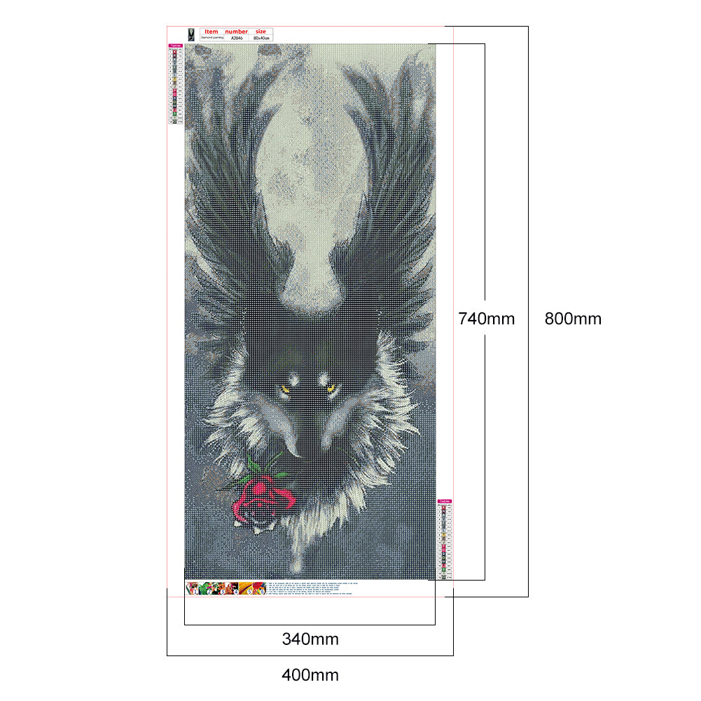 Wing Wolf - Full Round Drill Diamond Painting 40*80CM