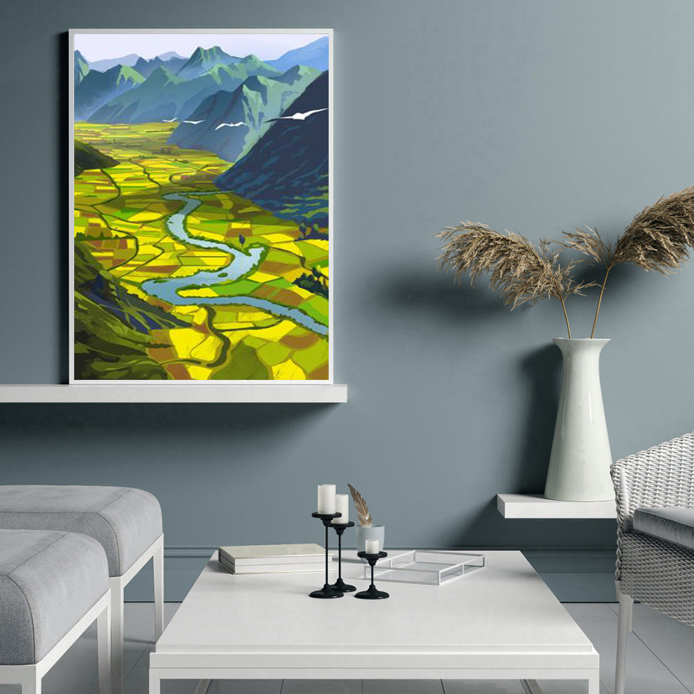 Terraces Landscape - Full Round Drill Diamond Painting 30*40CM