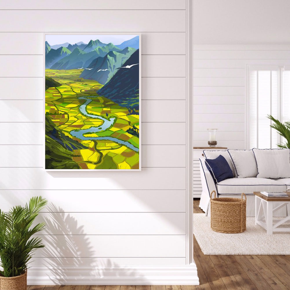 Terraces Landscape - Full Round Drill Diamond Painting 30*40CM