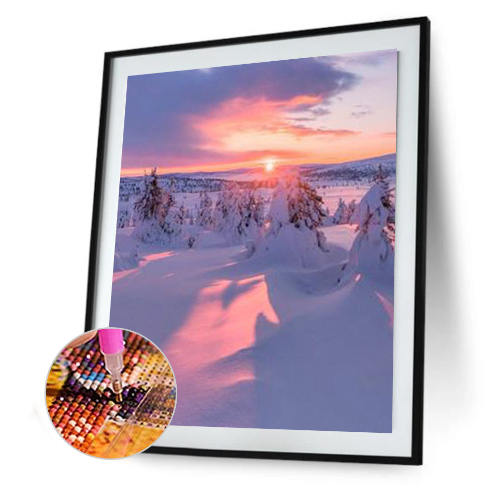 Snow Scene - Full Round Drill Diamond Painting 30*40CM