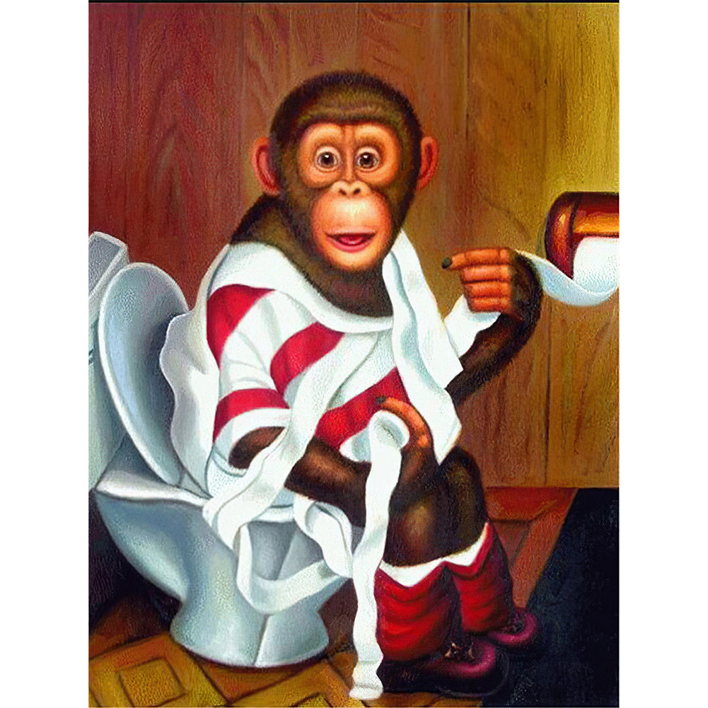 Toilet Monkey - Full Round Drill Diamond Painting 30*40CM