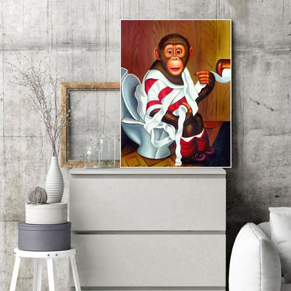 Toilet Monkey - Full Round Drill Diamond Painting 30*40CM