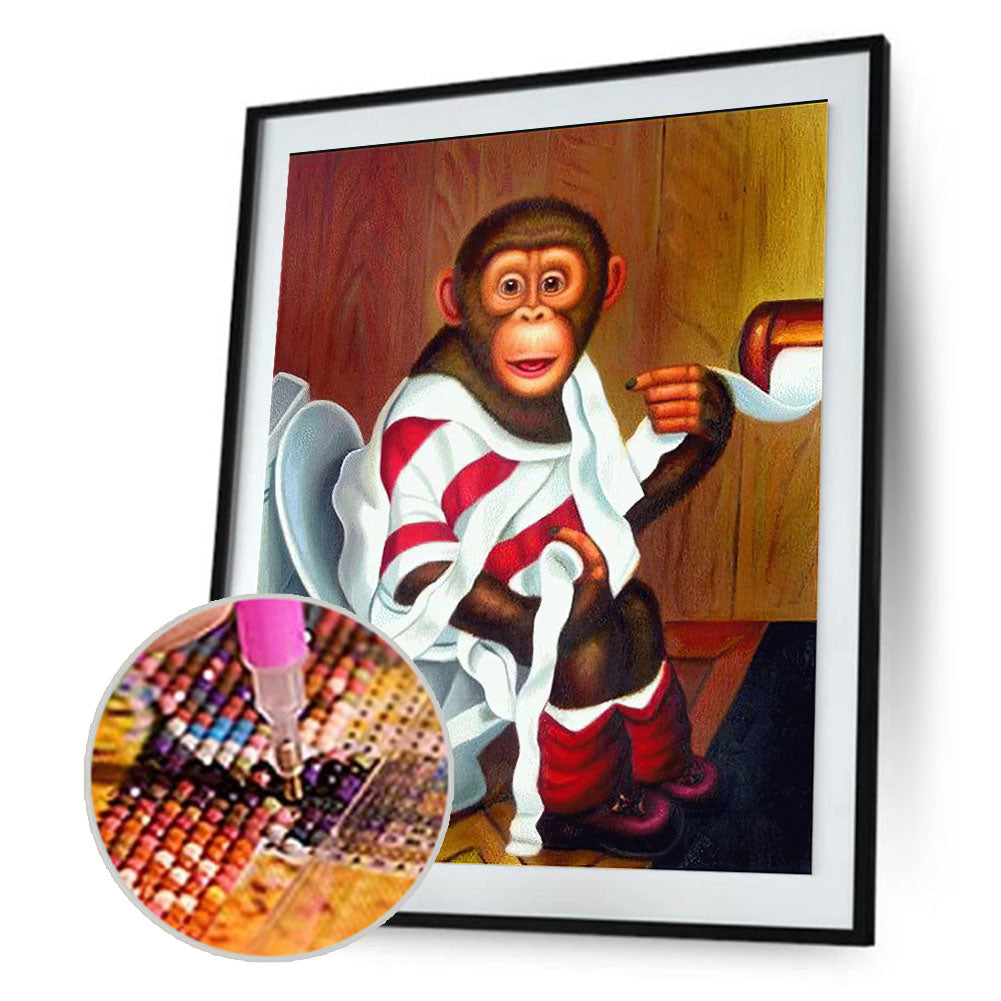 Toilet Monkey - Full Round Drill Diamond Painting 30*40CM