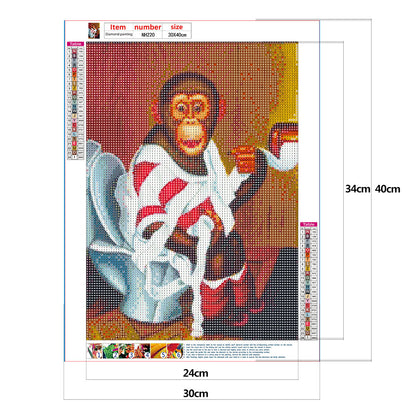 Toilet Monkey - Full Round Drill Diamond Painting 30*40CM