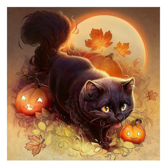 Halloween Cat - Full Round Drill Diamond Painting 30*30CM