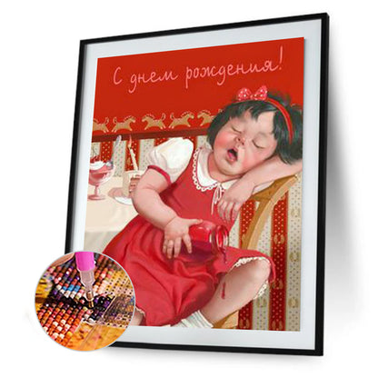 Gluttonous Girl - Full Round Drill Diamond Painting 30*40CM