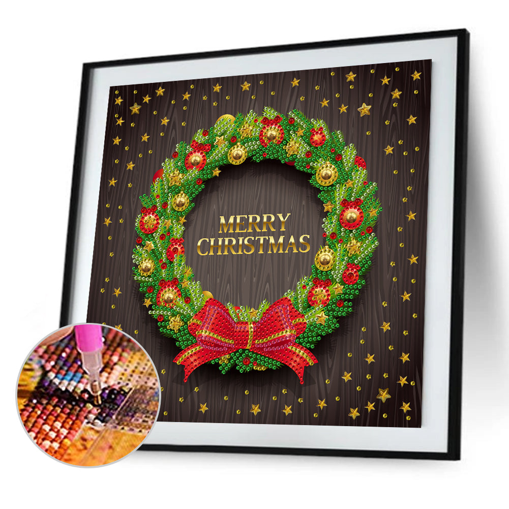 Christmas Wreath - Special Shaped Drill Diamond Painting 30*30CM