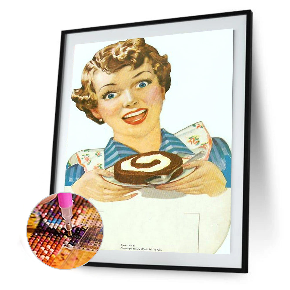 Eating Cake - Full Round Drill Diamond Painting 30*40CM