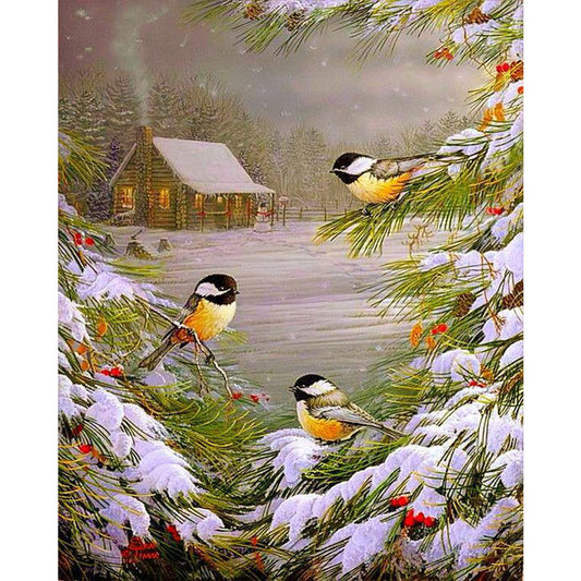 Christmas Bird - Full Round Drill Diamond Painting 30*40CM