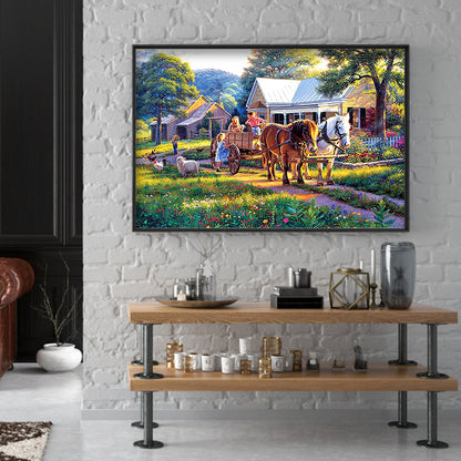 Village House - Full Round Drill Diamond Painting 70*50CM