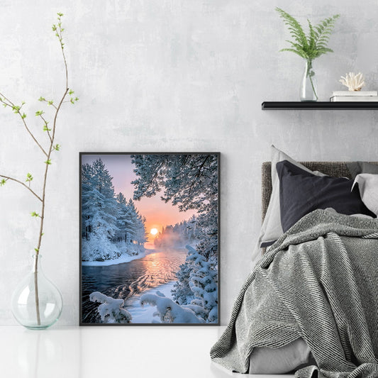 Snow Scene - Full Round Drill Diamond Painting 30*40CM