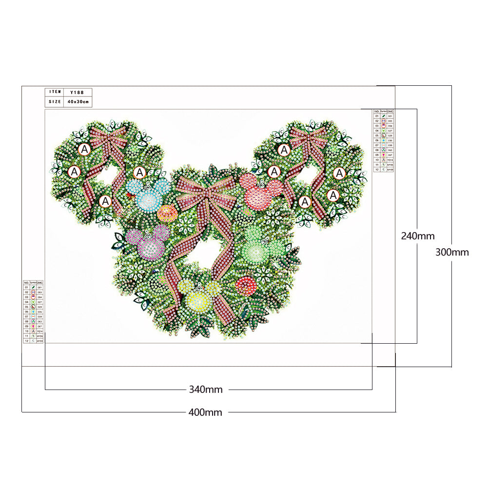 Christmas Wreath - Special Shaped Drill Diamond Painting 40*30CM