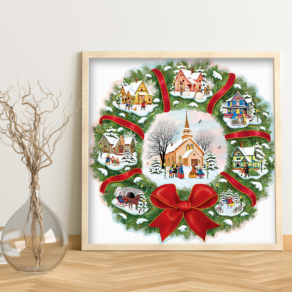 Christmas Wreath - Special Shaped Drill Diamond Painting 35*35CM