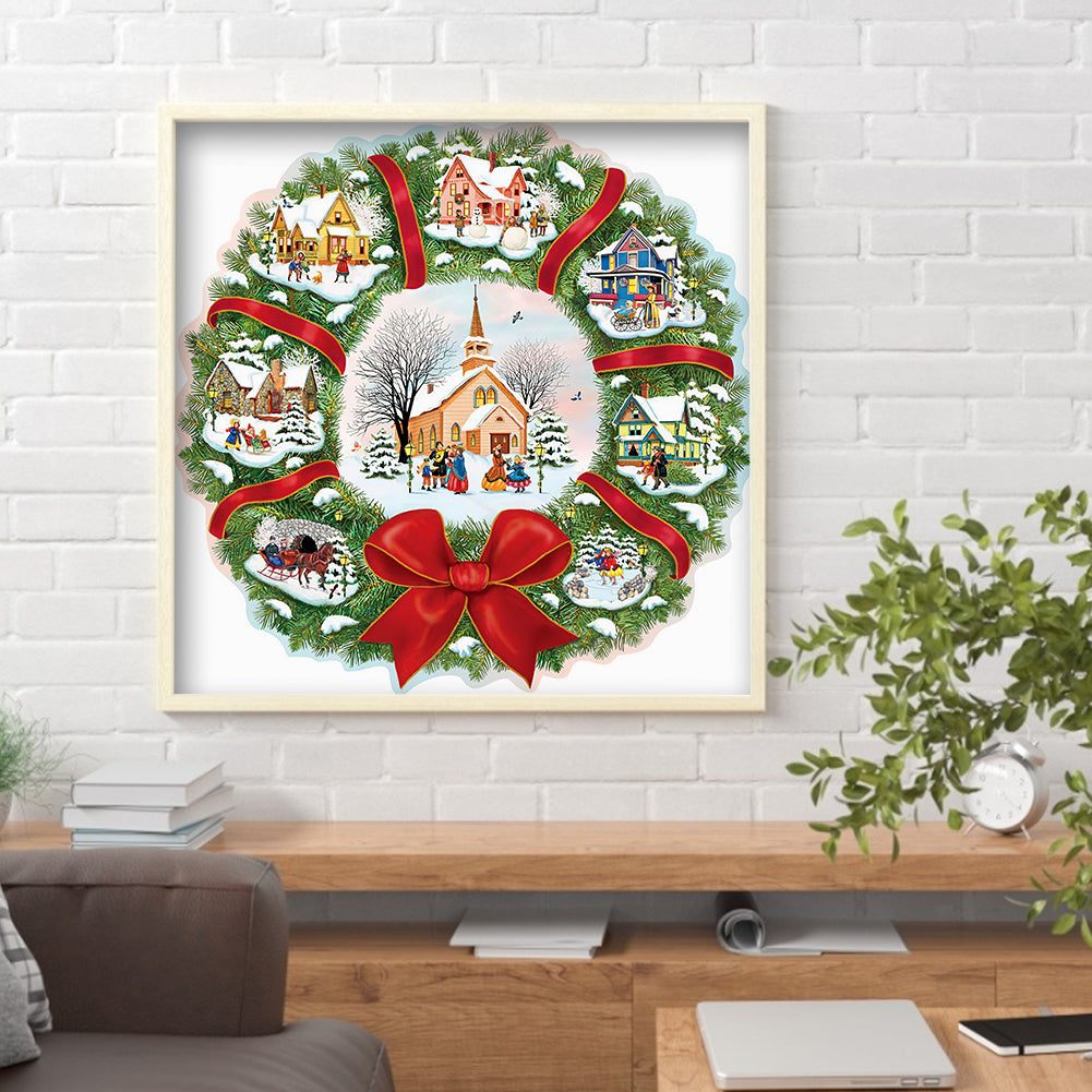 Christmas Wreath - Special Shaped Drill Diamond Painting 35*35CM