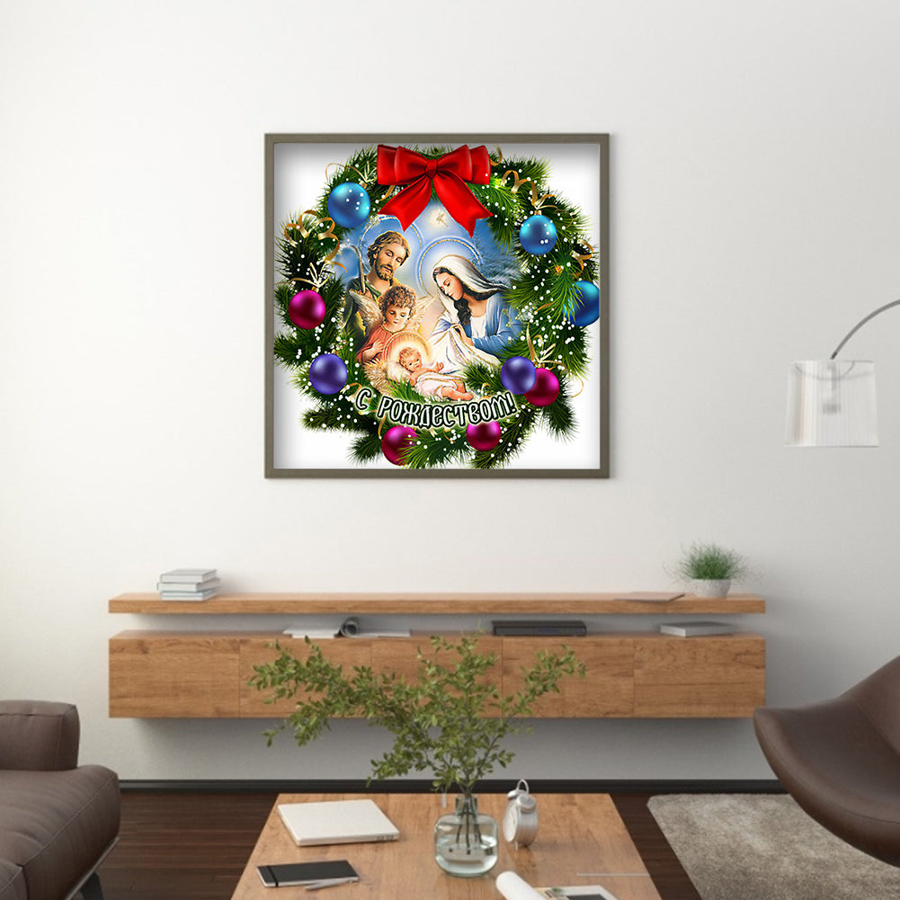 Christmas Wreath - Special Shaped Drill Diamond Painting 35*35CM