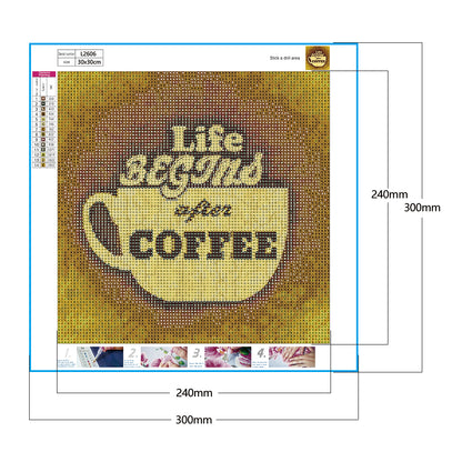 Coffee - Full Round Drill Diamond Painting 30*30CM