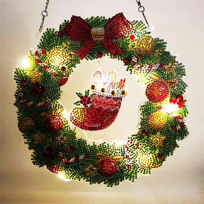 DIY Diamond Painting Hanging Christmas Flower Wreath Kit Home Door Decor