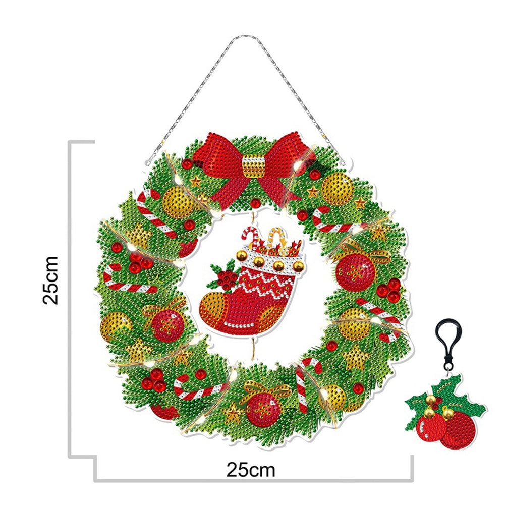 DIY Diamond Painting Hanging Christmas Flower Wreath Kit Home Door Decor