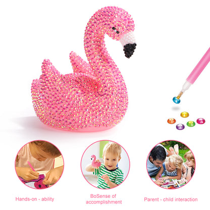 3D DIY Applique Rhinestone Flamingo Bird Kits Mosaic Diamond Patches Art