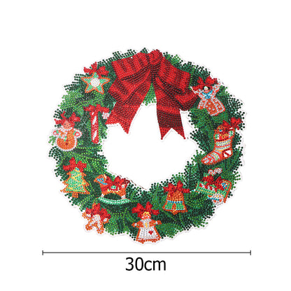 5D DIY Spot Drill Diamond Christmas Crystal Wreath Kit Art Hanging Decor