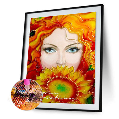 Flower Girl - Full Round Drill Diamond Painting 30*40CM