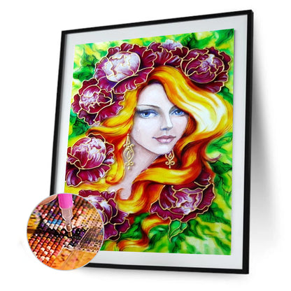 Flower Girl - Full Round Drill Diamond Painting 30*40CM