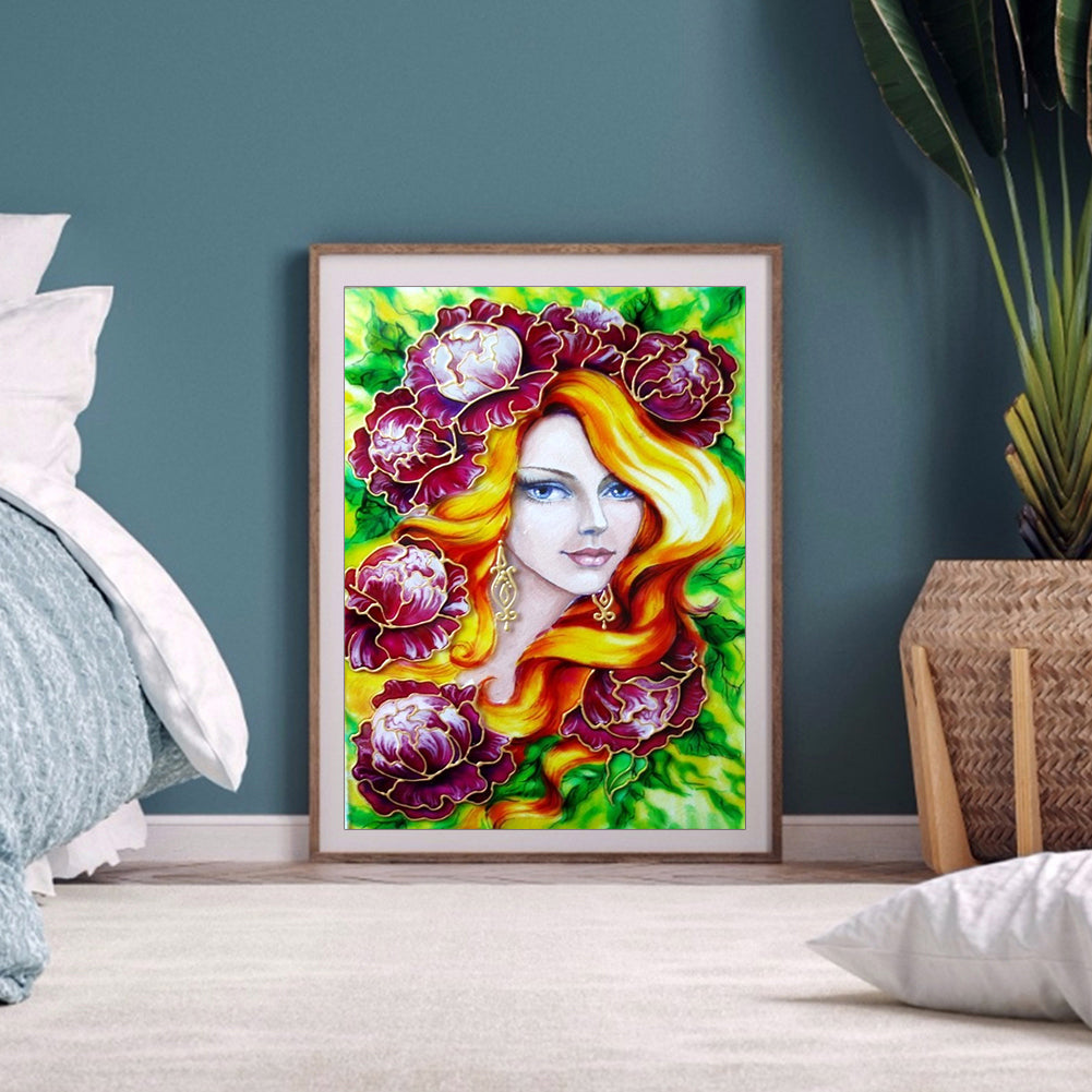 Flower Girl - Full Round Drill Diamond Painting 30*40CM