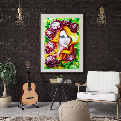 Flower Girl - Full Round Drill Diamond Painting 30*40CM